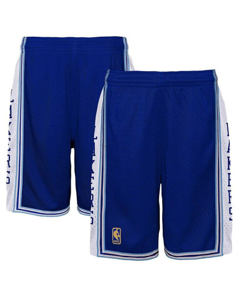 Big Boys Royal Los Angeles Lakers Hardwood Classics Swingman Shorts