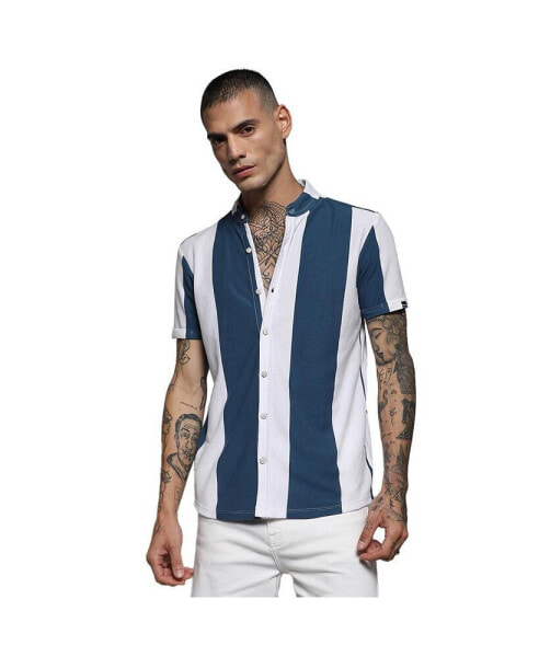 Men's Blue & White Candy Striped Shirt