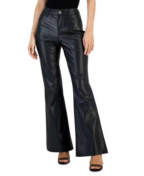 Petite Faux-Leather Flare-Leg Pants, Created for Macy's