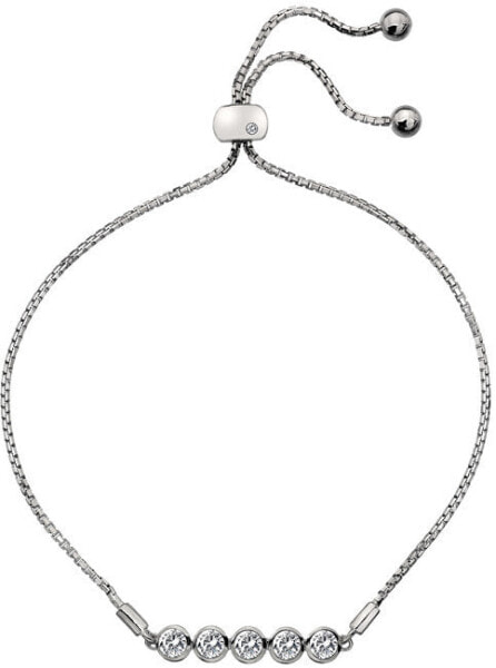Slim silver bracelet with topazes and genuine diamond Willow DL581