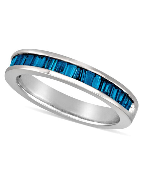 Sterling Silver Ring, Blue Diamond Baguette Ring (1 ct. t.w.)