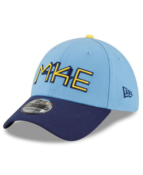 Бейсболка голубая для мужчин New Era Milwaukee Brewers City Connect 39THIRTY