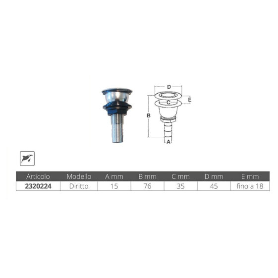 MARINE TOWN Stainless Steel-Nylon Straight Thru-Hull