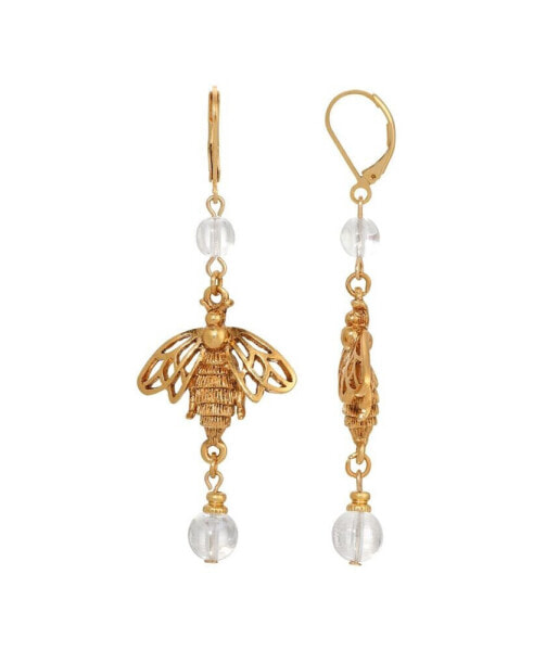 Crystal Bee Drop Earrings