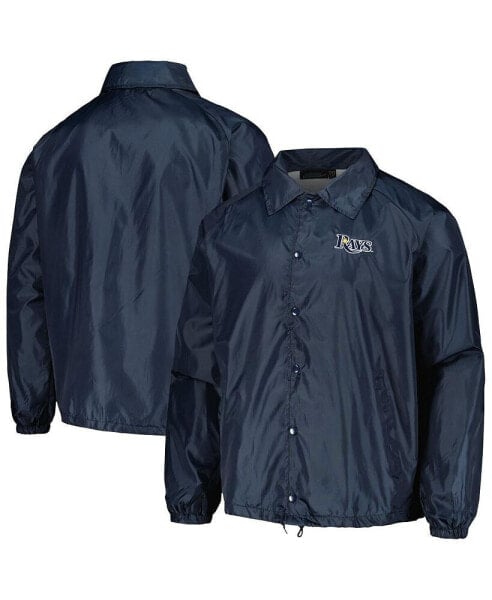 Men's Navy Tampa Bay Rays Coach's Raglan Full-Snap Windbreaker Jacket