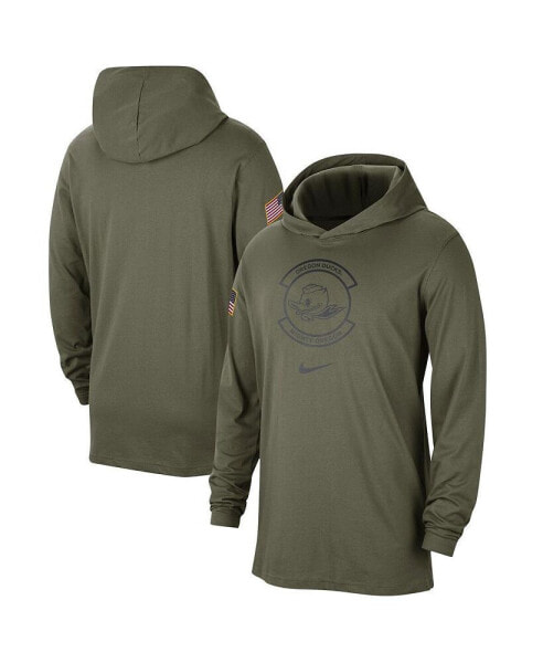 Men's Olive Oregon Ducks Military-Inspired Pack Long Sleeve Hoodie T-shirt