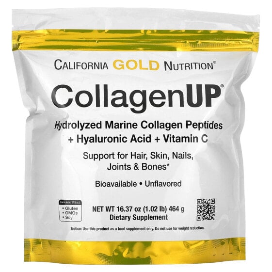 California Gold Nutrition, CollagenUP, гидролизованные пептиды морского коллагена, гиалуроновая кислота и витамин C, с нейтральным вкусом, 464 г (16,37 унции)