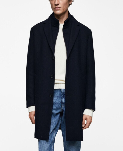 Men's Detachable Collar Wool Coat