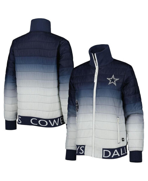 Women's Navy, Silver Dallas Cowboys Color Block Full-Zip Puffer Jacket