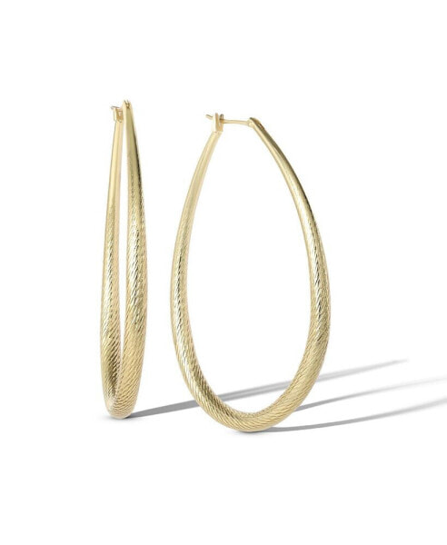 Womens Oval Textured Hoop Earrings - Gold or Silver-Tone Large Hoop Earrings