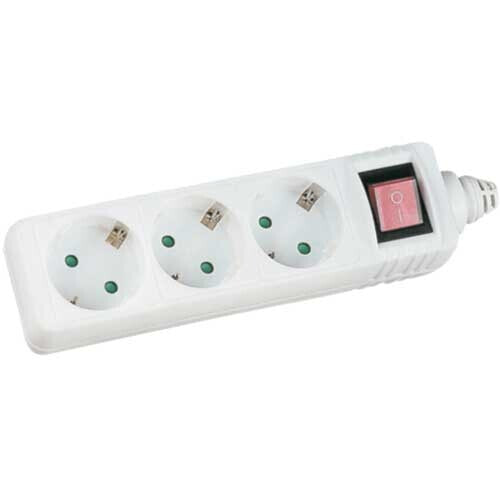 Сетевой фильтр Inline Socket strip - 3-way earth contact CEE 7/3 - with switch - white - 1.5m