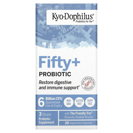 Пробиотик для пищеварительной системы Kyolic Kyo-Dophilus Fifty+ 6 млрд КОЕ, 30 вегетарианских капсул