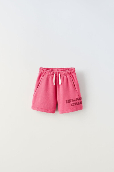 Plush jersey bermudas with slogan