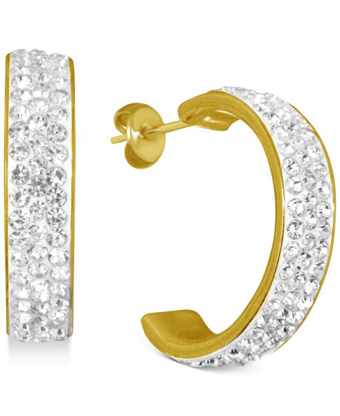 Crystal C-Hoop Earrings in Silver-Plate, Rose Gold Plate or Gold Plate