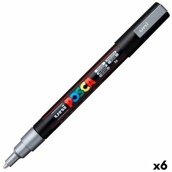 Ручка POSCA PC-3M Серебряные (6 штук)