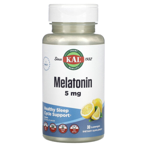 БАД для сна Melatonin, Lemon, 5 мг, 30 таблетки для рассасывания от KAL