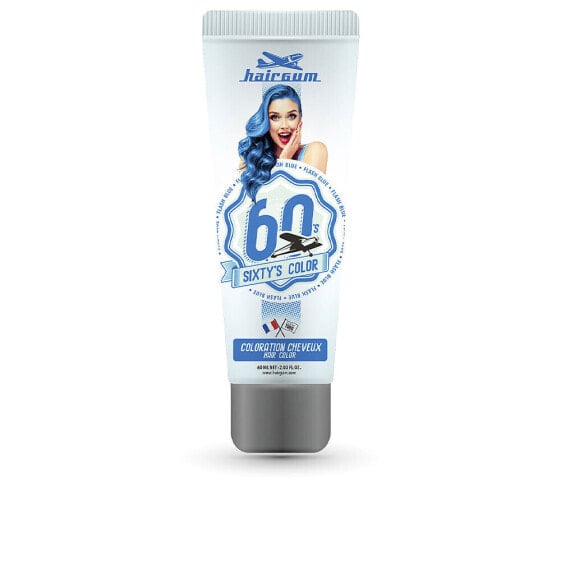 Hairgum Sixty's Color Flash Blue Полуперманентная краска придающая блеск волосам, оттенок синий  60 мл