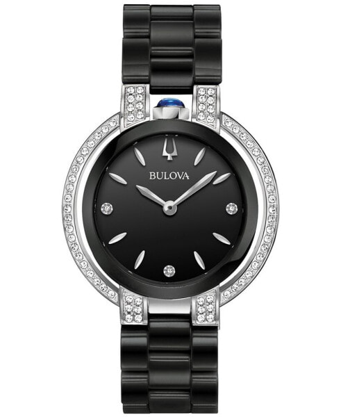 Women's Diamond (1/3 ct. t.w.) Rubaiyat Stainless Steel & Black Ceramic Bracelet Watch 35mm