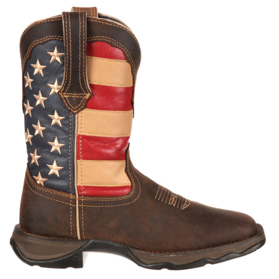 Durango Lady Rebel Patriotic Square Toe Cowboy Womens Brown Casual Boots RD4414