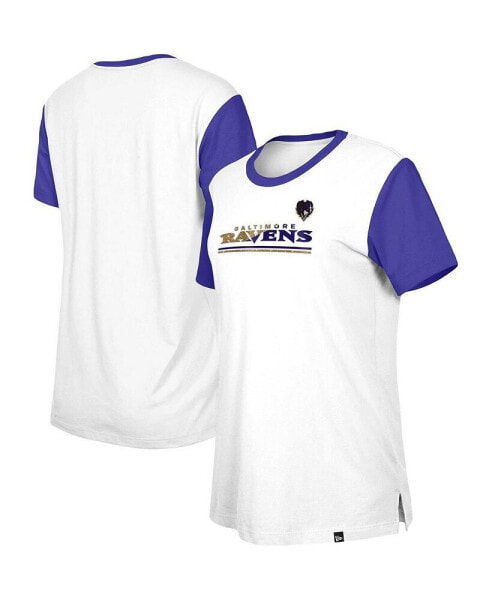 Women's White, Purple Baltimore Ravens Third Down Colorblock T-shirt