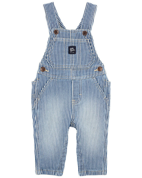 Baby Knit-Like Denim Hickory Stripe Overalls 9M