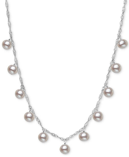 White Cultured Freshwater Pearl (8mm) Dangle 18" Statement Necklace (Also in Pink & Dyed Gray Cultured Freshwater Pearl)
