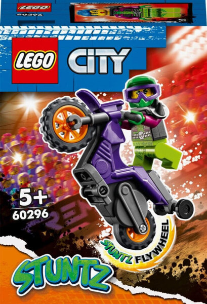 Игрушка LEGO 60296 City Stuntz - stunt motorcycle with wind-up rear wheel and stunt minifigure