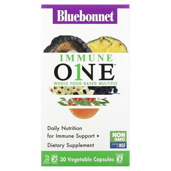 Bluebonnet Nutrition, Immune ONE, мультивитаминная добавка на основе цельных продуктов, 30 растительных капсул