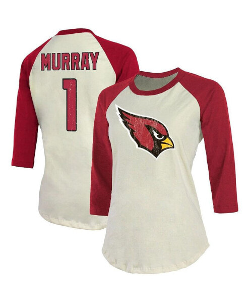 Women's Kyler Murray Cream, Cardinal Arizona Cardinals Player Raglan Name and Number 3/4-Sleeve T-shirt