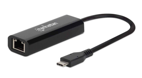 Manhattan USB-C to 2.5GBASE-T Gigabit (10/100/1000 Mbps & 2.5 Gbps) RJ45 Network Adapter - Multi-Gigabit Ethernet - Black - Box - Wired - USB Type-C - Ethernet - Black
