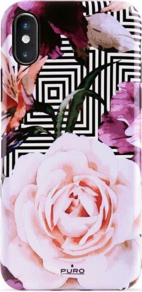 Чехол для смартфона Puro Glam Geo Flowers - iPhone Xs / X (розовые пионы)