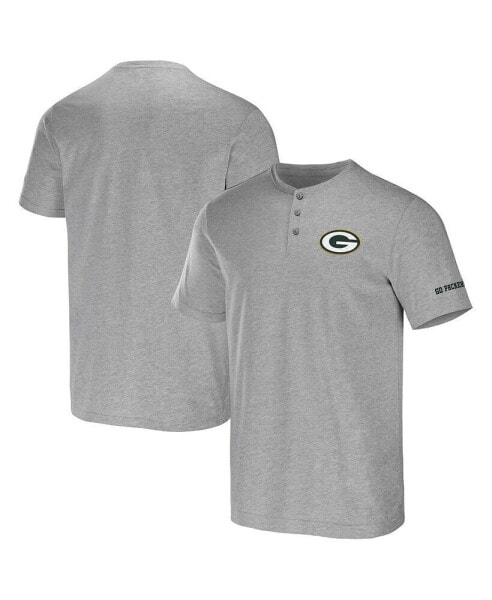 Men's NFL x Darius Rucker Collection by Heather Gray Green Bay Packers Henley T-shirt