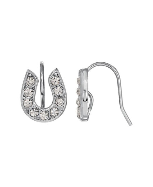 Silver Tone Crystal Horseshoe Wire Earrings