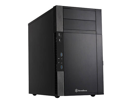 SilverStone PS07B - Mini Tower - PC - Black - Silver - micro ATX - Mini-ITX - Aluminium - Plastic - Steel - 16.5 cm