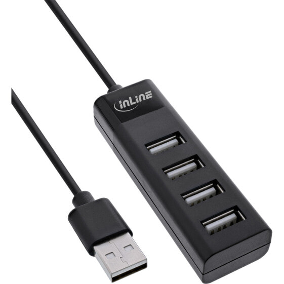 InLine USB 2.0 4-Port Hub - Type-A male to 4x Type-A female - black - 30cm - slim