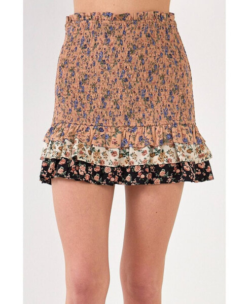 Women's Floral Multi Color Mini Skirt