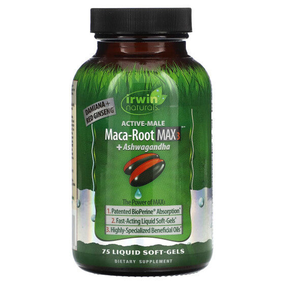 Active Male, Maca-Root Max 3 + Ashwagandha, 75 Liquid Softgels