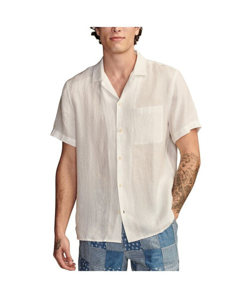 Men's Linen Camp Collar Short Sleeve Shirt