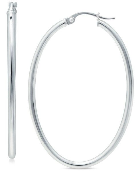 Medium Oval Skinny Hoop Earrings in 18K Gold-Plated Sterling Silver, or Sterling Silver, 1-5/8", Created for Macy's