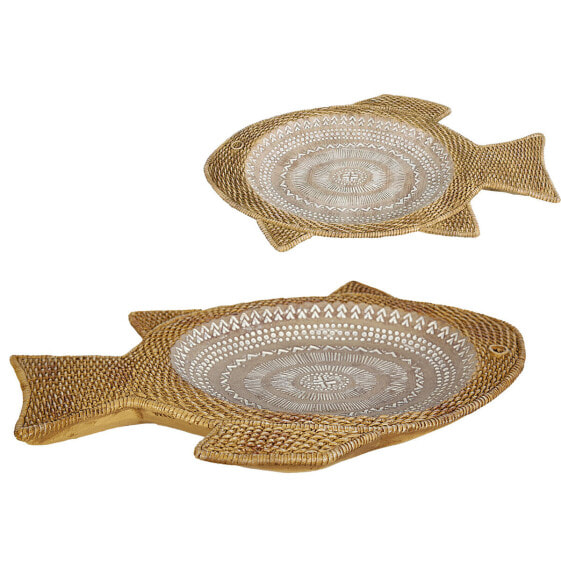 Centerpiece Romimex Beige Natural Fish 23 x 4 x 37 cm Rattan