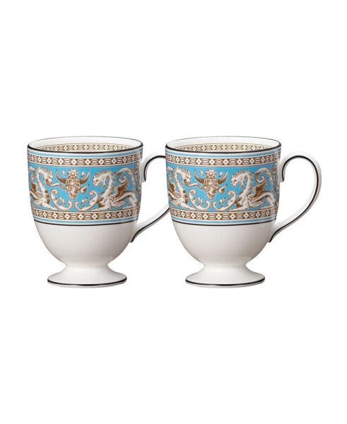 Florentine Turquoise Mugs, Set Of 2
