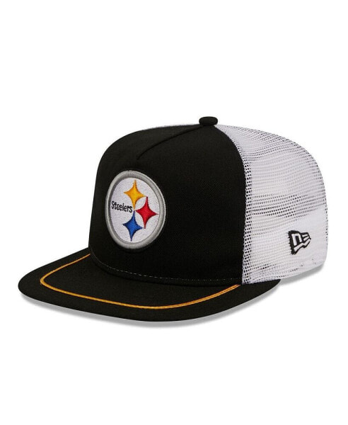Men's Black, White Pittsburgh Steelers Original Classic Golfer Snapback Hat