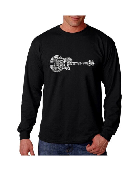Men's Word Art Long Sleeve T-Shirt - Country Guitar
