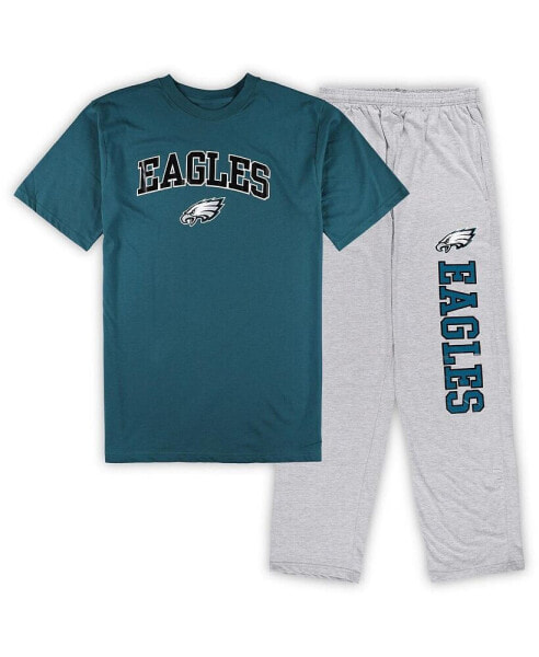 Пижама Concepts Sport для мужчин Сине-зеленая из линии Philadelphia Eagles "Midnight Green" и серая с маркировкой Big and Tall.