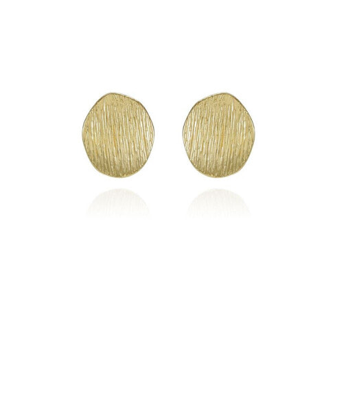 Gold-Tone Texturized Pebble Coin Earrings