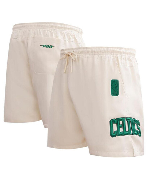 Men's Cream Boston Celtics Triple Tonal Woven Shorts