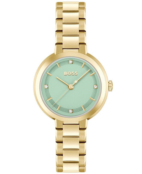 Women's Sena Quartz Ionic Plated Thin Gold-Tone Steel Watch 34mm