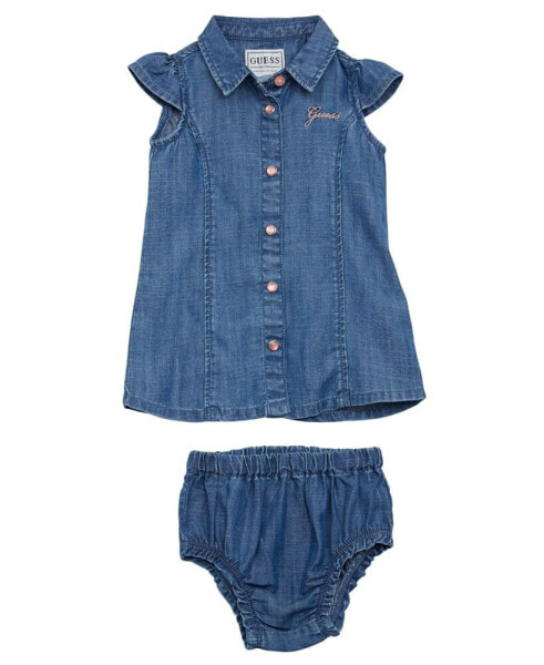 Baby Girl Denim Dress and Coordinating Diaper Cover