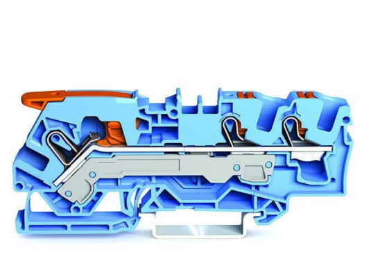 WAGO 2106-5304 - 3-Leiter-Durchgangsklemme mit Hebel und Drücker 6 mm²