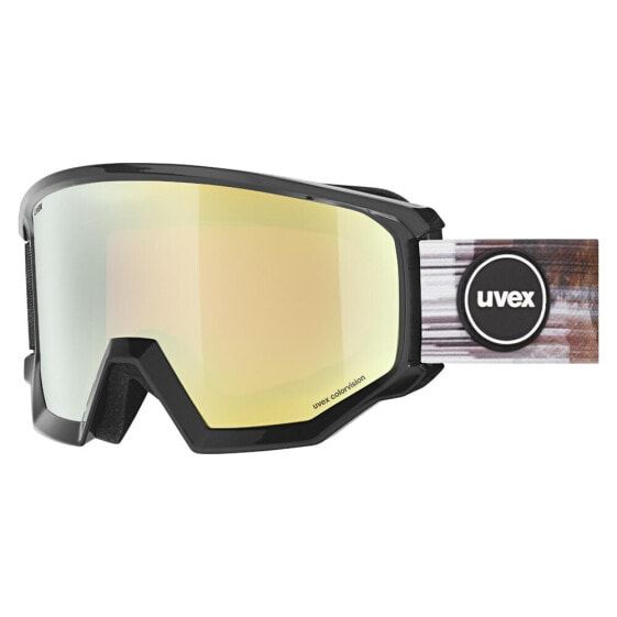 Маска сноубординга Uvex Athletic CV Black Shiny SL/Gold-Orange 2024